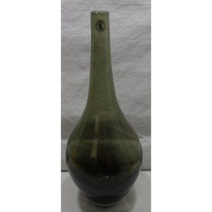 IKEA Hand Blown/Made Smoke Olive Colored Tall Glass Vase Decor 12 1/2"